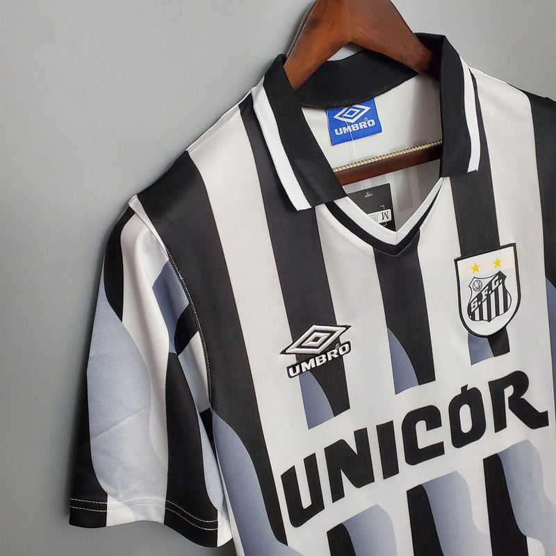 Camisa Umbro Santos I Torcedor 98/99 -  Masculina Preta e Branco