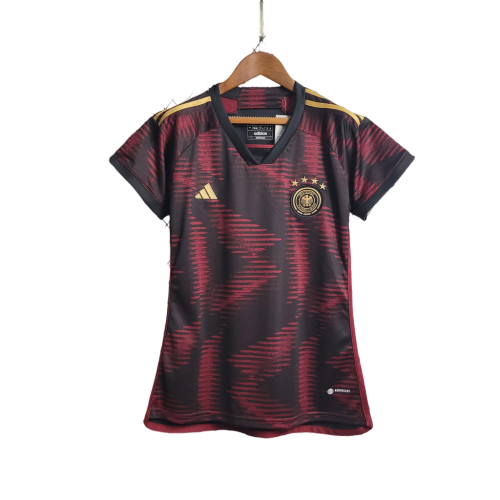 Camisa Alemanha Away Adidas 2022/23 (Feminina) Vermelho vinho/ Preto