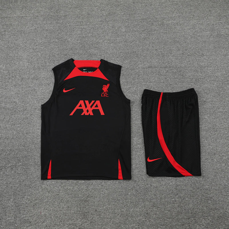 Conjunto Regata Liverpool Training 22/23 Nike - Preto+Vermelho