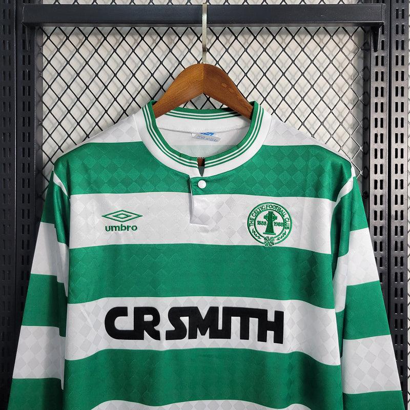 Camisa  Celtics Home Umbro 1987/88 (Manga longa) Retrô- Branco/Verde