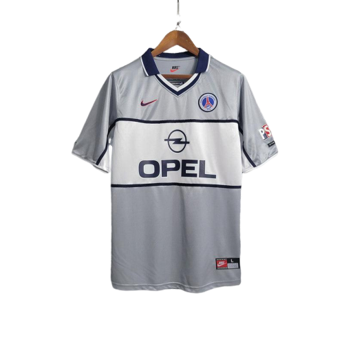 Camisa PSG Away Nike 2000/01 Retrô- Cinza/Branco