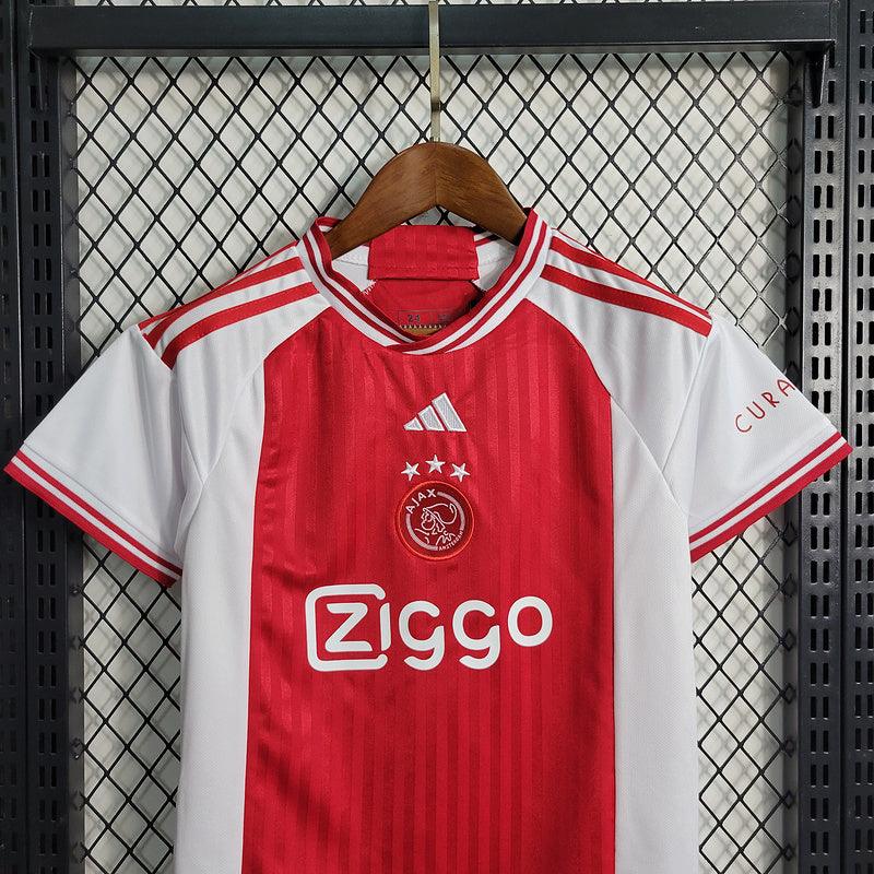 Kit Infantil Ajax Home 23/24 - Adidas - Branco - Vermelho