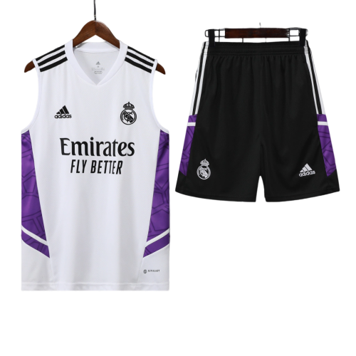 Conjunto Regata Real Madrid 22/23 Adidas - Branco+Roxo