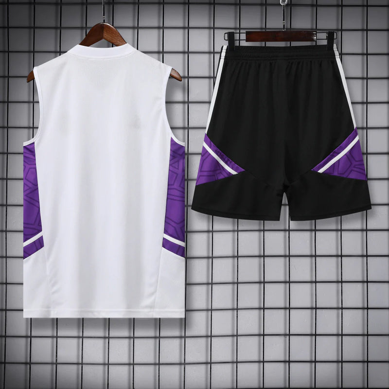 Conjunto Regata Real Madrid 22/23 Adidas - Branco+Roxo