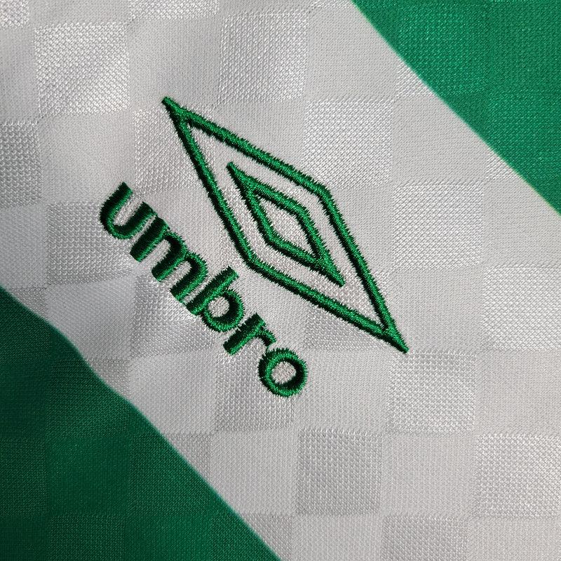 Camisa  Celtics Home Umbro 1987/88 (Manga longa) Retrô- Branco/Verde