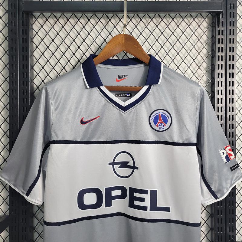 Camisa PSG Away Nike 2000/01 Retrô- Cinza/Branco