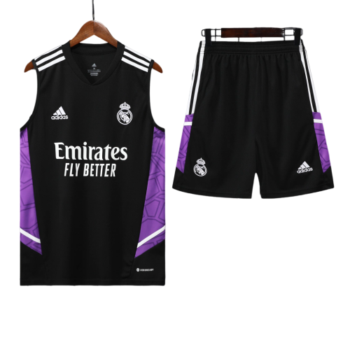 Conjunto Regata Real Madrid 22/23 Adidas - Preto+Roxo