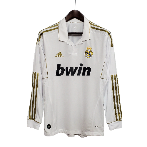 Camisa Adidas Real Madrid I 11/12 - Retrô Manga Longa Masculino- Branco