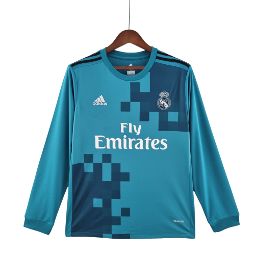 Camisa Adidas Real Madrid II 17/18 - Manga Longa Retrô- Azul