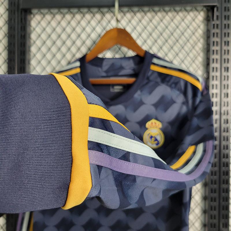 Camisa  Real Madrid Away Adidas 2023/24 (Manga longa) Azul/Preta