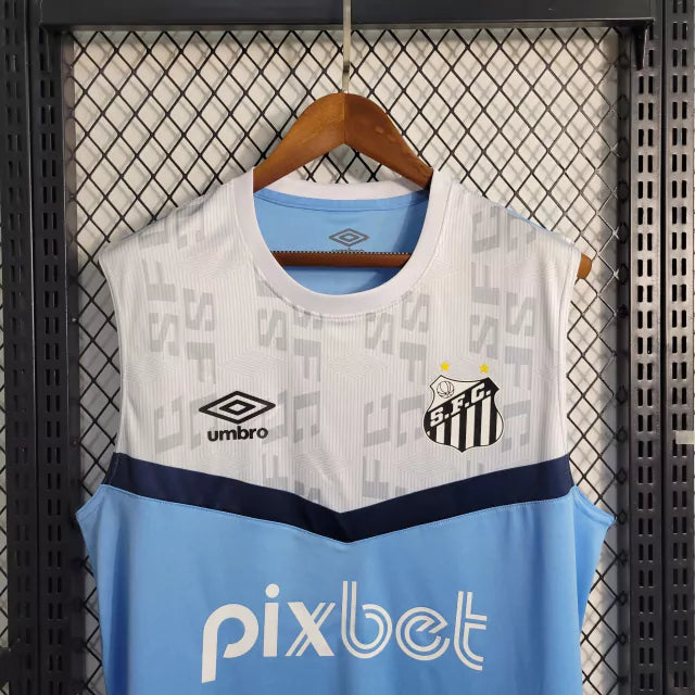 Camisa Santos Umbro Regata Treino 23/24 Torcedor Masculina - Azul e Branco