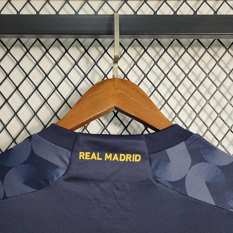 Camisa  Real Madrid Away Adidas 2023/24 (Manga longa) Azul/Preta