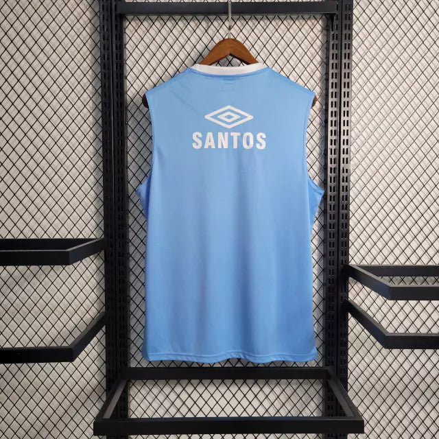 Camisa Santos Umbro Regata Treino 23/24 Torcedor Masculina - Azul e Branco