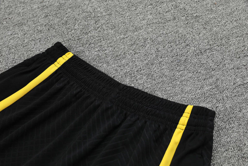 Conjunto Regata PSG Jordan 22/23 - Preto+Amarelo