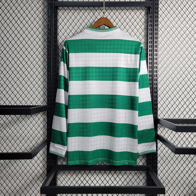 Camisa  Celtics Home Umbro 1987/88 (Manga longa) Retrô- Branco/Verde