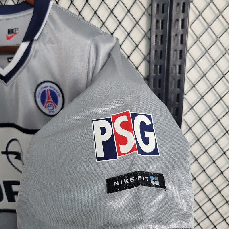 Camisa PSG Away Nike 2000/01 Retrô- Cinza/Branco