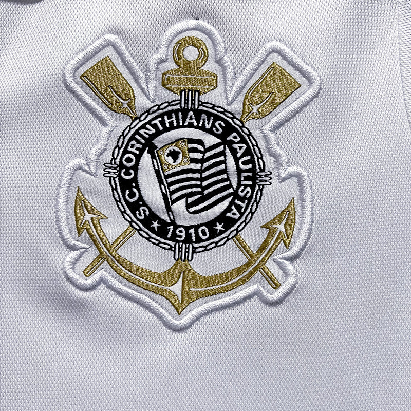 Camisa Nike Corinthians Polo 23-24 Torcedor Masculina - Branca e Dourada