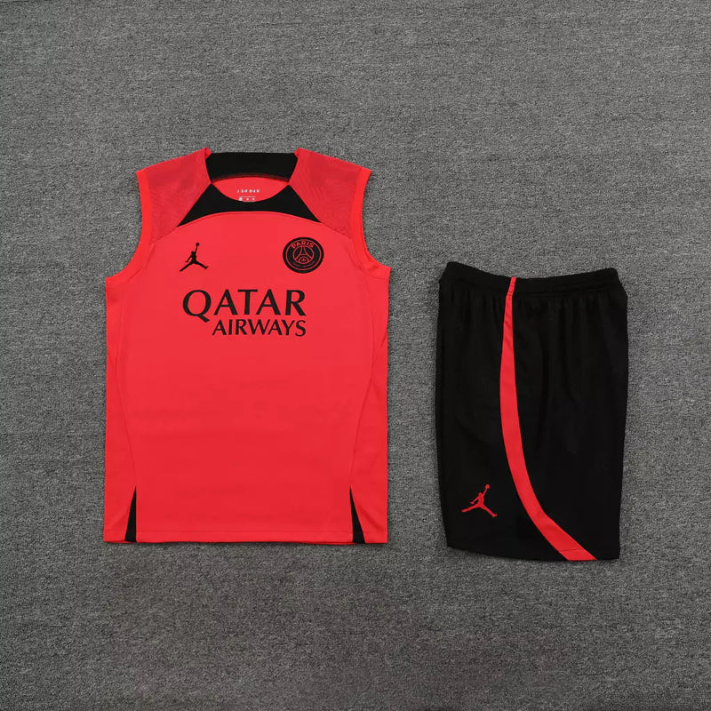 Conjunto Regata PSG Jordan 22/23 Masculino - Vermelho+Preto