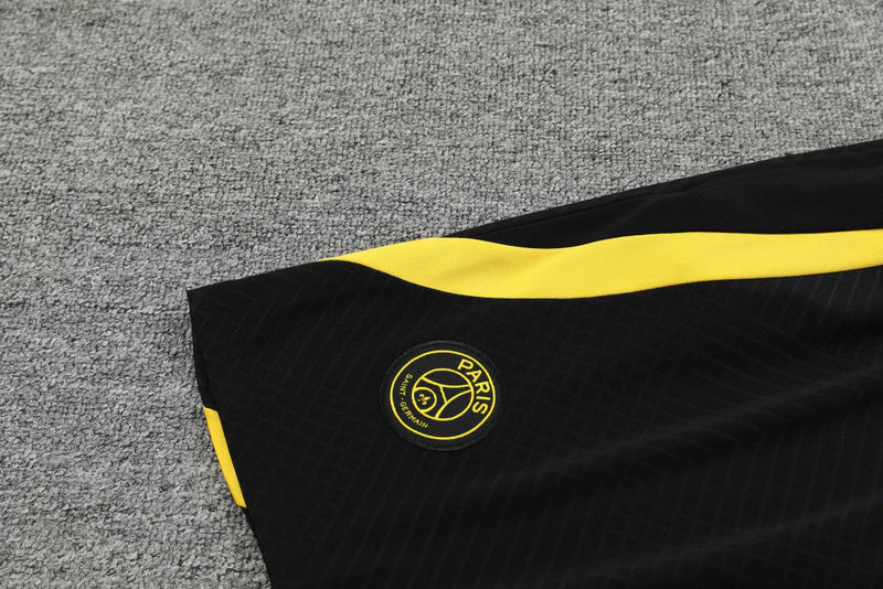 Conjunto Regata PSG Jordan 22/23 - Preto+Amarelo