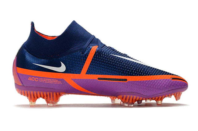 Chuteira de Campo Chuteira Nike Phantom GT 2 Elite DF FG - Azul, roxo e vermelho