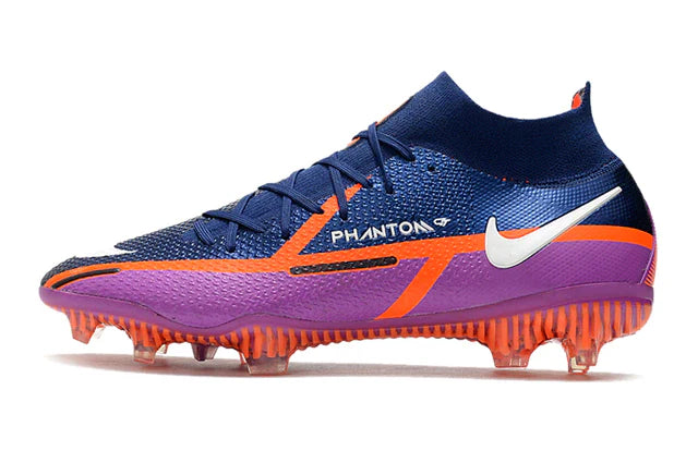 Chuteira de Campo Chuteira Nike Phantom GT 2 Elite DF FG - Azul, roxo e vermelho