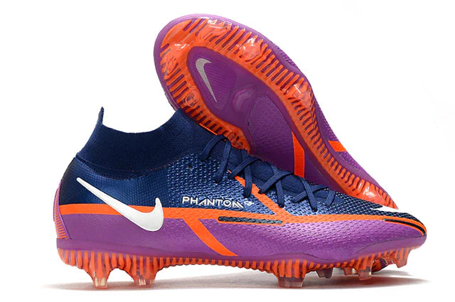 Chuteira de Campo Chuteira Nike Phantom GT 2 Elite DF FG - Azul, roxo e vermelho