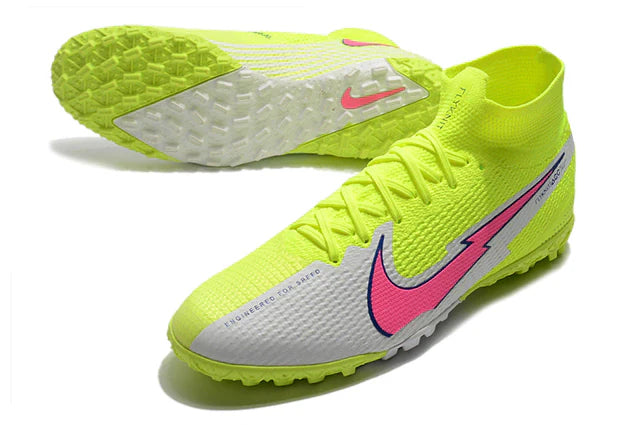 Chuteira de Campo Chuteira Society Nike Mercurial Superfly 7 Elite Verde e Rosa