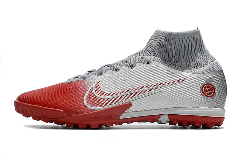 Chuteira society Nike  Superfly 8 Academy- cinza- vermelho