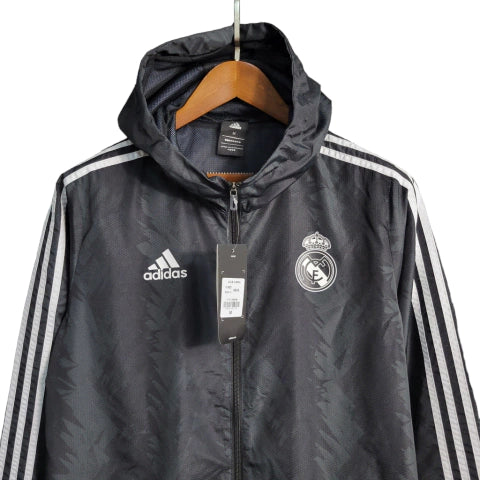 Jaqueta Corta-Vento Real Madrid 23/24 Masculino Adidas - Preto