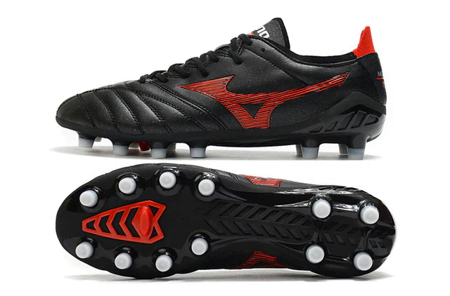 Chuteira de Campo Mizuno Morelia Neo Preto e Vermelho