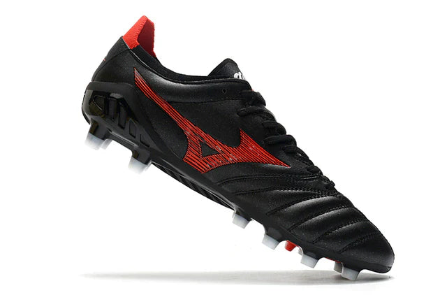 Chuteira de Campo Mizuno Morelia Neo Preto e Vermelho