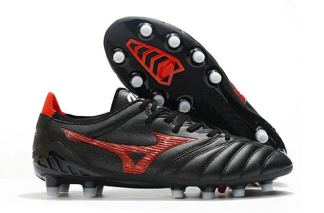 Chuteira de Campo Mizuno Morelia Neo Preto e Vermelho