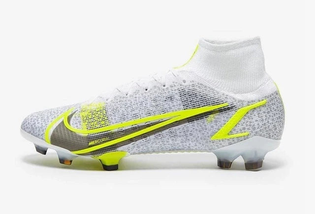 Chuteira de Campo Nike Mercurial Superfly 8 Elite FG Safari 2 - White/Black Metallic/Silver Volt