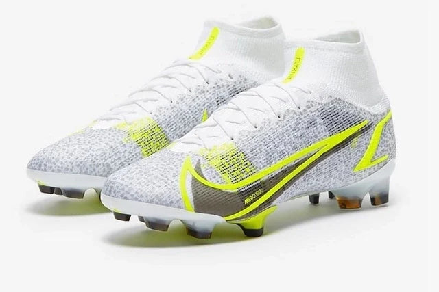 Chuteira de Campo Nike Mercurial Superfly 8 Elite FG Safari 2 - White/Black Metallic/Silver Volt