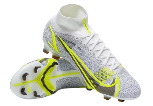 Chuteira de Campo Nike Mercurial Superfly 8 Elite FG Safari 2 - White/Black Metallic/Silver Volt