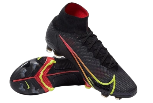 Chuteira de Campo Nike Mercurial Superfly VIII Elite FG Black/Cyber/Off Noir