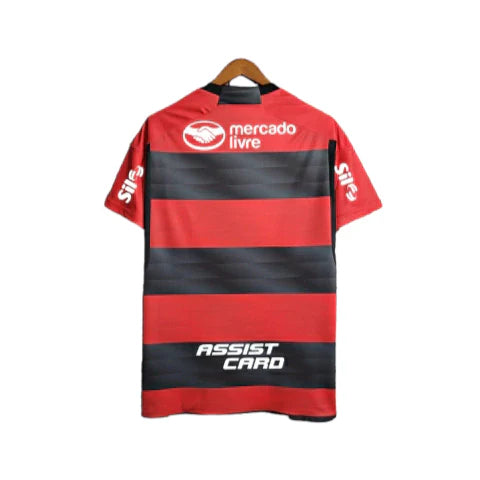 Camisa Flamengo I 23/24 Torcedor Patrocínios Adidas Masculina - Vermelho e Preto