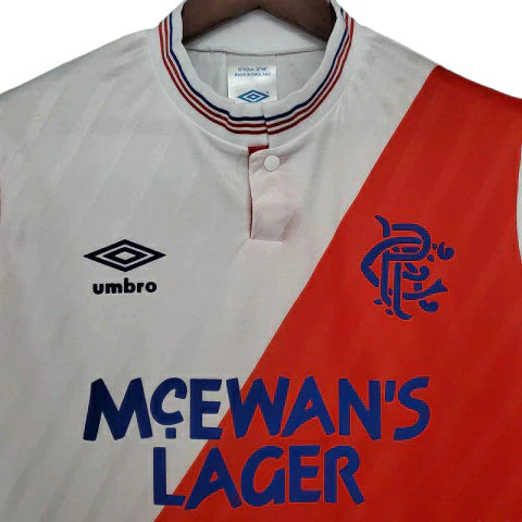 Camisa Glasgow Rangers Retrô 1987/1988 Branca e Vermelha - Umbro