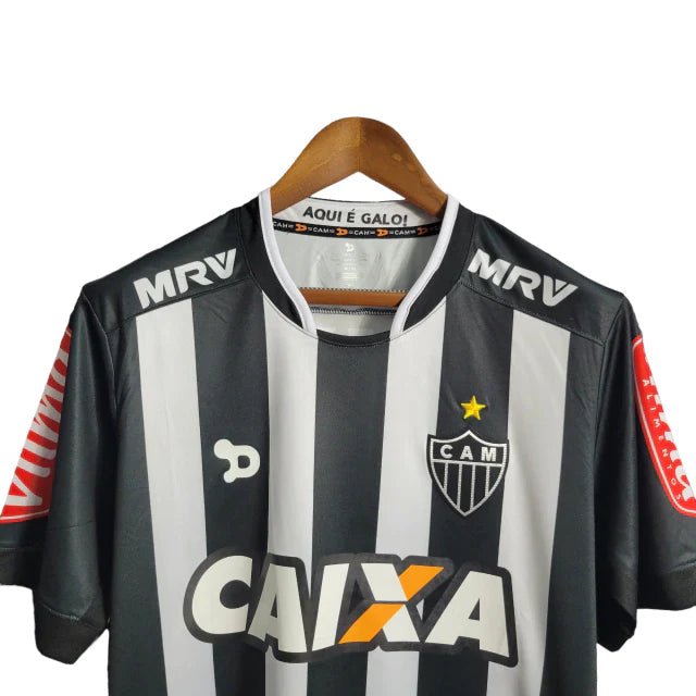 Camisa Atlético Mineiro Retro 16/17 Torcedor Masculino - Preta com branca patrocínio caixa econômica