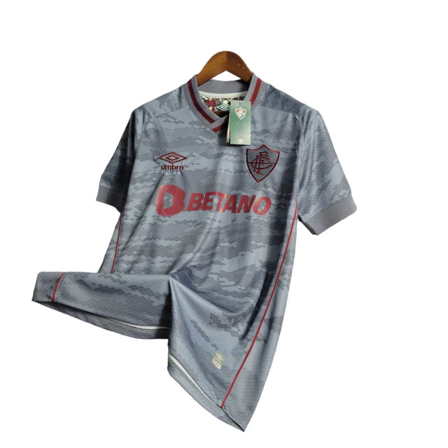 Camisa Fluminense III 21/22 - Umbro Masculina - Cinza com detalhes em vinho